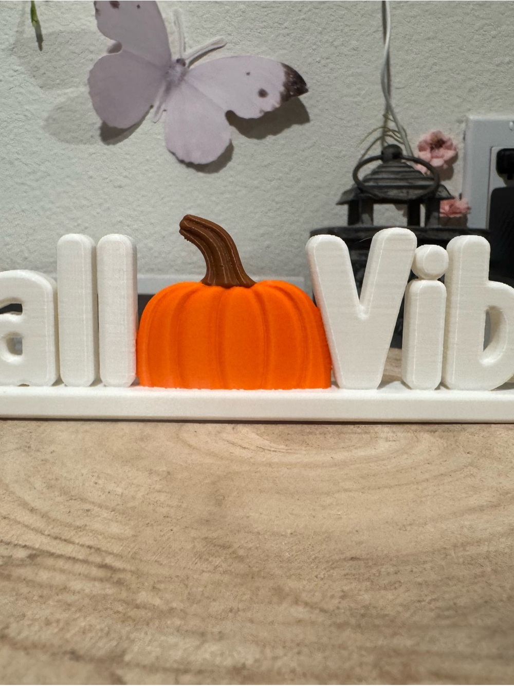Autumn Pumpkin Wall Decor Sign - White and Orange Fall Vibes